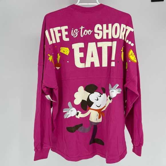DISNEY PARKS NWT FOOD AND WINE 2020 SPIRIT JERSEY LIFE IS TOO SHORT… EAT PINK - Picture 3 of 10